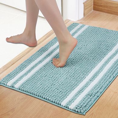 1Pcs Striped Bathroom Rugs, Soft and Absorbent Fluffy Bath Rug, Non Slip Bathroom Floor Mat, 20"x32"