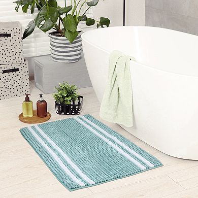 1Pcs Striped Bathroom Rugs, Soft and Absorbent Fluffy Bath Rug, Non Slip Bathroom Floor Mat, 20"x32"