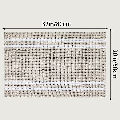 1Pcs Striped Bathroom Rugs, Soft and Absorbent Fluffy Bath Rug, Non Slip Bathroom Floor Mat, 20"x32"