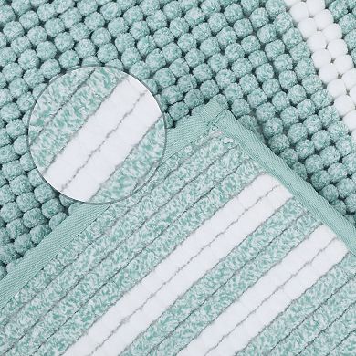 1Pcs Striped Bathroom Rugs, Soft and Absorbent Fluffy Bath Rug, Non Slip Bathroom Floor Mat, 20"x32"