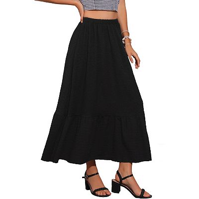 Pleated Skirt Kohls Plus Size Long Black Skirt Summer A-Line Skirt