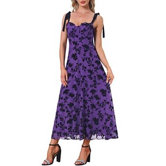 Women's Sleeveless Dress Floral Mesh Spaghetti Strap Gothic Vintage Cocktail A-Line Dress