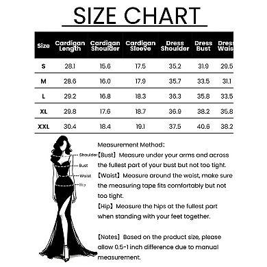Women's Two Piece Dress Sets Wedding Guest 2 Piece Outfits Sequin Dresses and Open Front Cardigans