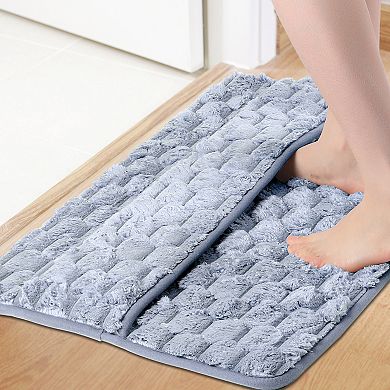 1Pcs Fluffy Shag Bathroom Mat Soft Absorbent Non-Slip Backing Quick Dry Bath Rugs Home Gifts 16"x24"