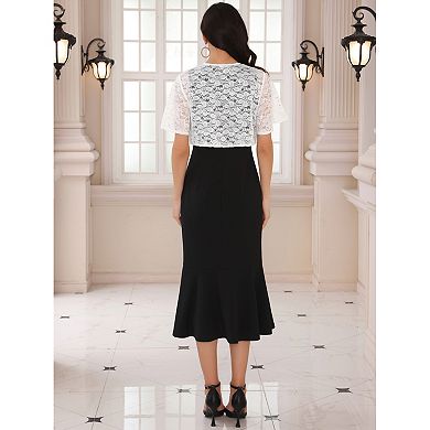 Women's Formal Dresses Mother of Bride Lace Cardigan Sleeveless Cocktail Dress Two Piece Sets