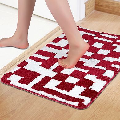 1Pcs Geometric Patterns Bathroom Rugs, Soft and Absorbent Bath Mat, Shaggy Bath Carpet, 20"x32"