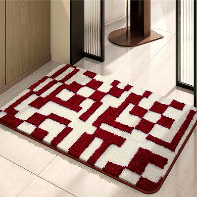 1Pcs Geometric Patterns Bathroom Rugs, Soft and Absorbent Bath Mat, Shaggy Bath Carpet, 20"x32"