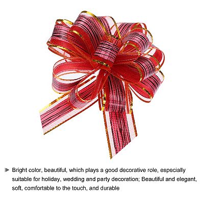 Lot De 5 Gros Nœuds à Tirer (pull Bows) 6 Pouces En Organza Rouge - Pour Emballage Cadeau - Neuf - Marque Uxcell