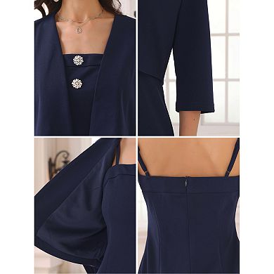 Women's Two Piece Outfits Bodycon Dress Open Front Cardigan Party Evening Wedding Guest Dresses