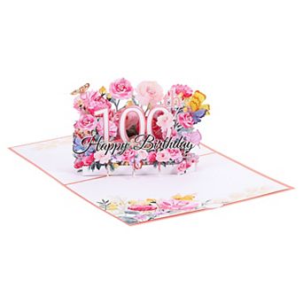 Birthday Card, Pop-Out Birthday Card 3D Flower Bouquet Butterflies with Greeting Card and Envelope