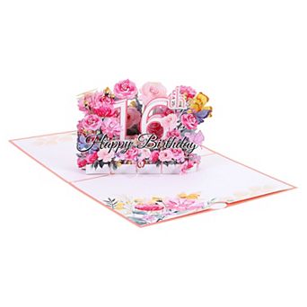 Birthday Card, Pop-Out Birthday Card 3D Flower Bouquet Butterflies with Greeting Card and Envelope