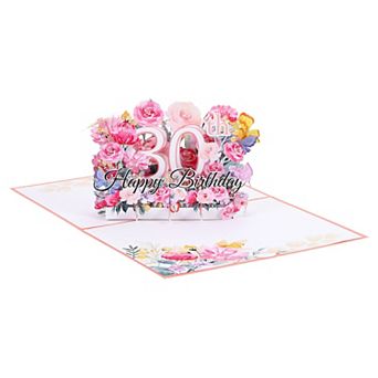 Birthday Card, Pop-Out Birthday Card 3D Flower Bouquet Butterflies with Greeting Card and Envelope