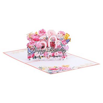 Birthday Card, Pop-Out Birthday Card 3D Flower Bouquet Butterflies with Greeting Card and Envelope