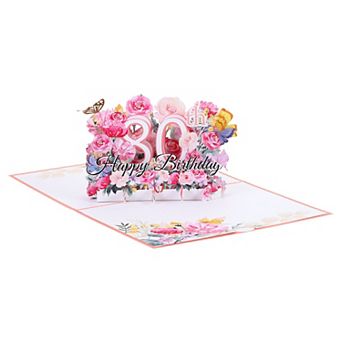 Birthday Card, Pop-Out Birthday Card 3D Flower Bouquet Butterflies with Greeting Card and Envelope