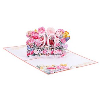 Birthday Card, Pop-Out Birthday Card 3D Flower Bouquet Butterflies with Greeting Card and Envelope