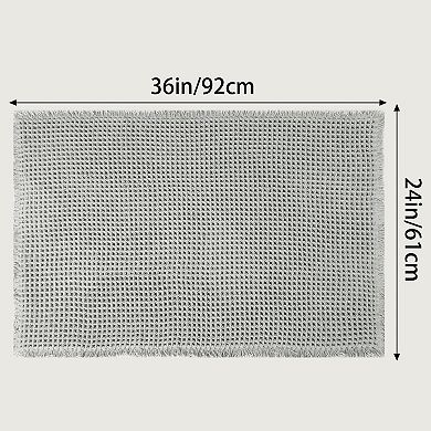 1 Pcs Waffle Tassels Bathroom Mat Soft Absorbent Laundry Room Thick Bath Rugs Bohemia Home Gifts