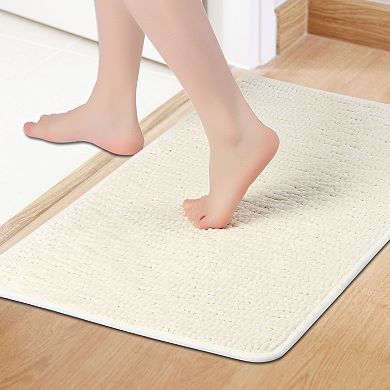 1 Pcs Rubber Backing Non Slip Quick Dry Bath Mat, Absorbent Bath Carpet Bath Rug 16"x24"