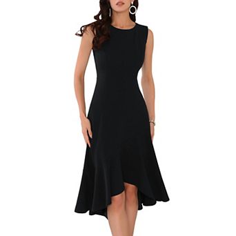 Women's Tank Dress Sleeveless Ruffle Hem Cocktail Midi Dresses