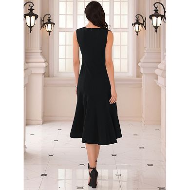 Women's Tank Dress Sleeveless Ruffle Hem Cocktail Midi Dresses