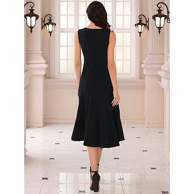 Women's Tank Dress Sleeveless Ruffle Hem Cocktail Midi Dresses
