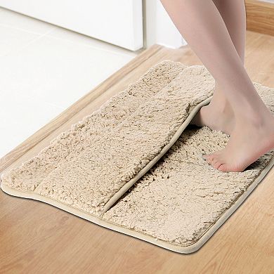 1 Pcs Plush Shaggy Bathroom Rugs Mat, Absorbent Bath Rugs, Non-Slip Bath Carpet 16"x24"