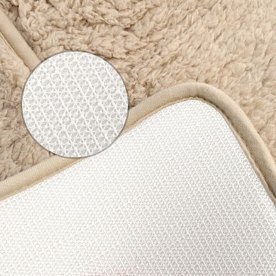 1 Pcs Plush Shaggy Bathroom Rugs Mat, Absorbent Bath Rugs, Non-Slip Bath Carpet 16"x24"