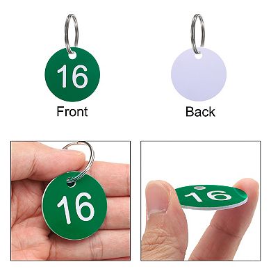 Number Key Tags 1-30, 30 Pcs 35mm Round Number Tags Plastic Numbered Keychains for Keys Lockers