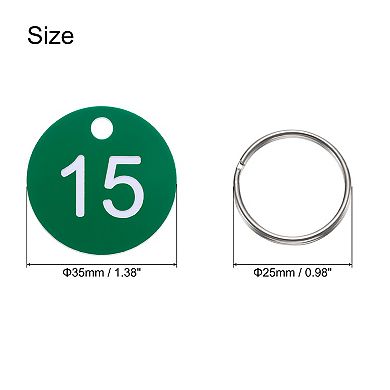 Number Key Tags 1-30, 30 Pcs 35mm Round Number Tags Plastic Numbered Keychains for Keys Lockers