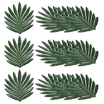 7" Green Palm Leaves, 24 Pack Artificial Palm Leaves Faux Palm Fronds Fake Palm Leaf