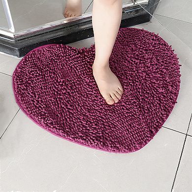 1Pcs Heart Shaped Bath Rugs Shaggy Bath Mats Non-Slip Plush Bath Carpet for Shower, Bedroom, 28"x32"