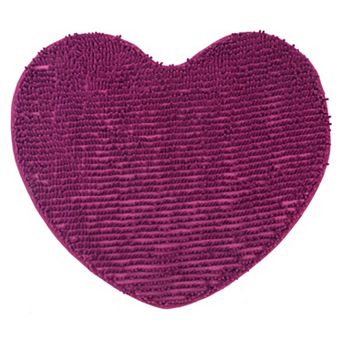 1 pc Heart Shaped Bath Rugs Shaggy Bath Mats Non-Slip Plush Bath Carpet for Shower, Bedroom, 28"x32"