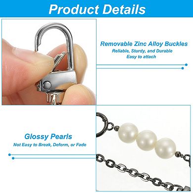 Imitation Pearl Bead Purse Chain Strap 51", Handbag Clutch Replacement for DIY Wallet