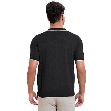 Men's Formal Polo Solid Color Short Sleeved Zipper Slim Fit Classic Polo Shirts