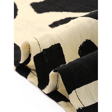 Summer Sleeveless Dress for Women's Pattern Splicing Round Neck Midi Dress