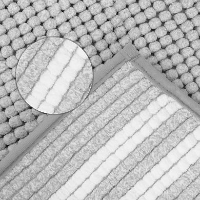 1 Pcs Striped Bathroom Rugs, Soft and Absorbent Fluffy Bath Rug, Bathroom Floor Mat, 16" x 24"