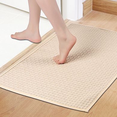 1Pcs Weaving Pattern Bathroom Rugs Non Slip, Absorbent Thick Bath Mat, Quick Dry Shower Mats 16"x24"