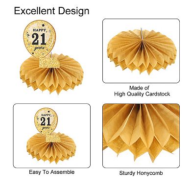 21th Birthday Decoration Centerpieces for Tables Decorations Table Toppers (Black + Gold Tone)