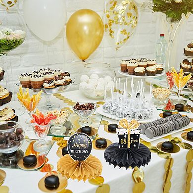 80th Birthday Decoration Centerpieces for Tables Decorations Table Toppers (Black + Gold Tone)