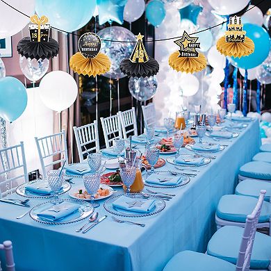 80th Birthday Decoration Centerpieces for Tables Decorations Table Toppers (Black + Gold Tone)