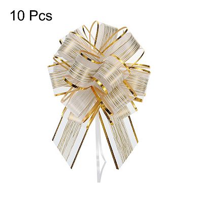 10pcs 7 Inch Large Pull Bow Gift Wrapping Bows Ribbon Organza for Wedding Baskets Presents Party
