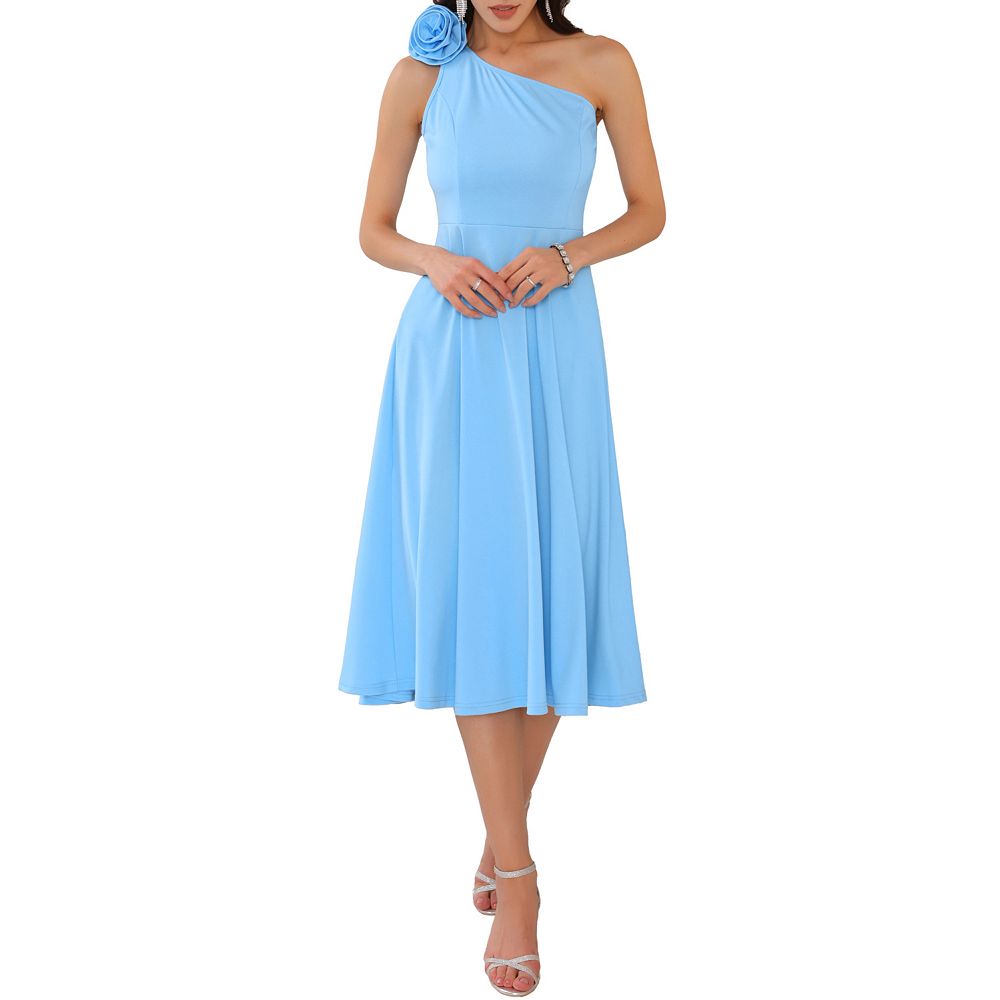 ONE SHOULDER DRESS WITH BLOUSON SLEEVE READY FOR MY WELCOME DRINK
