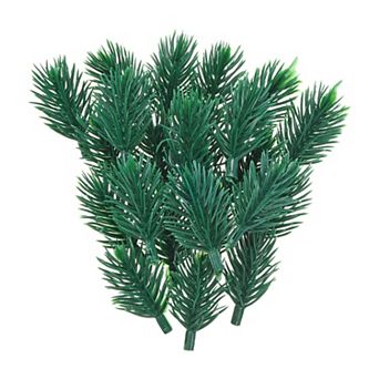 Artificial Green Pine Needles, 100 Pack Branches Small Twigs Stems Picks for Wreath Arrangement DIY