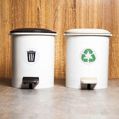 Recycle Sticker Bin Labels, 12 Pack 5 Inch Recycling Trash Can Stickers Signs Vinyl Label Stickers