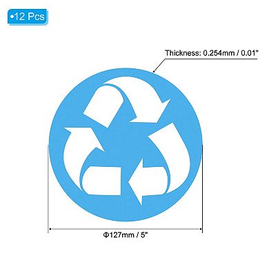 Recycle Sticker Bin Labels, 12 Pack 5 Inch Recycling Trash Can Stickers Signs Vinyl Label Stickers