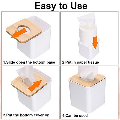 Tissue Box Cover with Lid Square Tissue Box Holder Cube Tissue Container, 5.1"x5.1"x5.5"