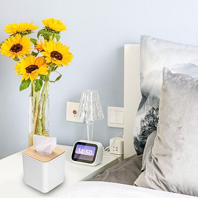 Tissue Box Cover with Lid Square Tissue Box Holder Cube Tissue Container, 5.1"x5.1"x5.5"