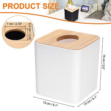 Tissue Box Cover with Lid Square Tissue Box Holder Cube Tissue Container, 5.1"x5.1"x5.5"