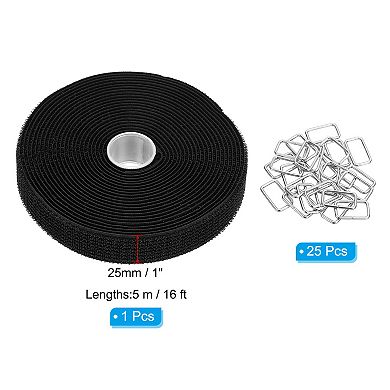 Hook and Loop Straps 1in x 16Ft with 25pcs Buckle for Bundling Storage