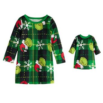 Toddler Girl Jammies For Your Families® Grinch Happy Wholidays Jammies & Doll Gown Set