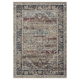Garvee Faux Wool Distressed Floral Printed Area Rug Washable Low Pile Non Slip for Home Decor